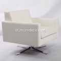 White Kennedee Rotatanle Leather Armchair